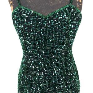 Nadine Boutique New Year’s Eve / Holiday Dress Emerald Sequin short silk dress
